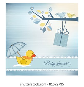 baby shower announcement card with duck