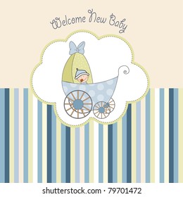 baby shower announcement card with pram
