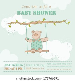 Baby Shower or Arrival Card. Cute Bear in vector