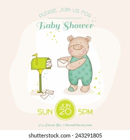 Baby Shower or Arrival Card. Cute Bunny in vector