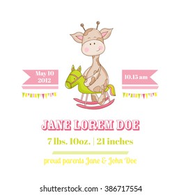 Baby Shower or Arrival Card. Cute Giraffe in vector