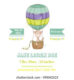 Baby Shower or Arrival Card. Cute Giraffe in vector