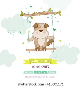 Baby Shower or Arrival Card. Cute Dog, in vector