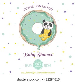 Baby Shower or Arrival Card with Cute Dog in vector