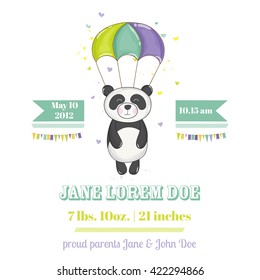 Baby Shower or Arrival Card with Cute Panda in vector