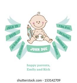 Baby Shower and Arrival Card with place for your text in vector