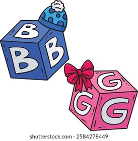 Baby Shower Its B or G Cartoon Colored Clipart 