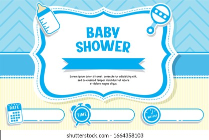 baby shower background blue color for invitation design, card, poster, and other application. vector illustration