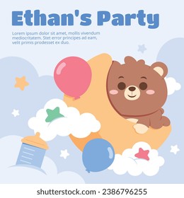 Baby shower background. baby shower invitation card. balloons on blue and pink background. It's a boy. It's a girl. Vector illustration for Poster, Banner, Greeting, card. party. baby girl, baby boy. 