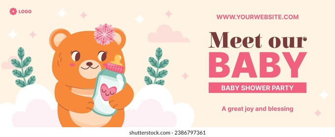 Baby shower background. baby shower invitation card. balloons on blue and pink background. It's a boy. It's a girl. Vector illustration for Poster, Banner, Greeting, card. party. baby girl, baby boy. 