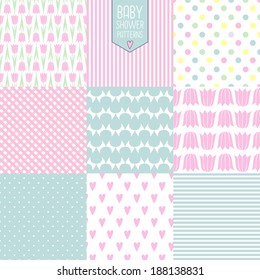baby shower backgrounds. cute vector seamless patterns. 
