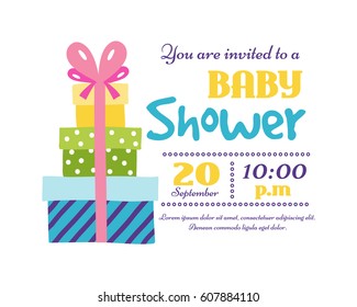 Baby shower badge happy mothers day insignias gift box sticker stamp icon frame and card design doodle vintage hand drawn element vector illustration.