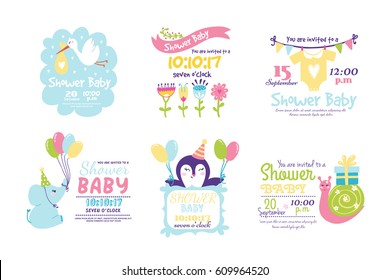 Baby shower badge happy mothers day insignias logotype sticker stamp icon frame and card design doodle vintage hand drawn element vector illustration.