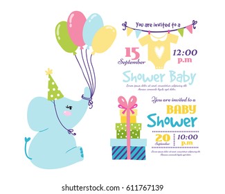 Baby shower badge happy mothers day insignias elephant sticker stamp icon frame and card design doodle vintage hand drawn element vector illustration.