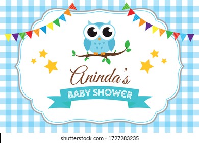 baby shower banner with cute blue owl