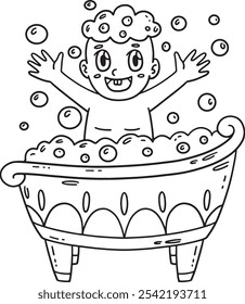 Baby Shower Baby in a Bathtub Isolated Coloring 