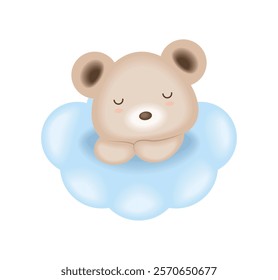 baby shower bear with cloud isolated