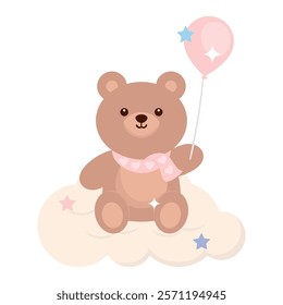 baby shower bear party balloon isolated