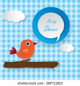 Baby shower bird girl card