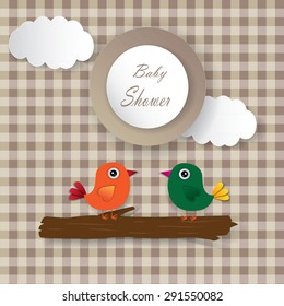 Baby shower bird girl card