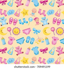 baby shower birth seamless background boy and girl