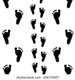 Baby shower black white baby foot prints vector background