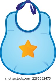 Baby shower blue bib, it's a boy. Gender reveal vector illustrations for invitations, greeting cards, posters