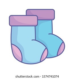 baby shower blue socks clothing icon on white background vector illustration