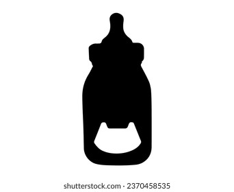 Baby shower bottle opener silhouette vector art white background