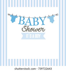 Baby Boy Shower Card Vector Illustration Stock Vector (Royalty Free ...