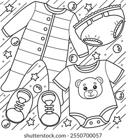 Baby Shower Boy Clothes Coloring Page for Kids