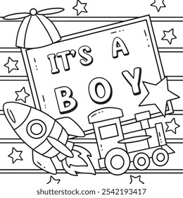 Baby Shower Its a Boy Coloring Page for Kids
