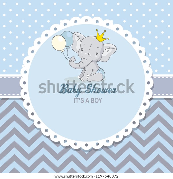 Super Baby Shower Boy Cute Elephant Balloons stockvector (rechtenvrij UZ-24