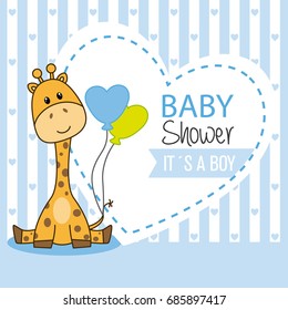 Baby Shower Boy. Cute Giraffe