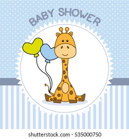 baby shower boy. Giraffe with balloons