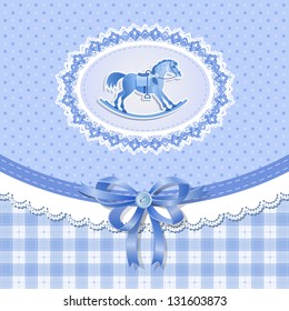 Baby shower for boy with horse, vector