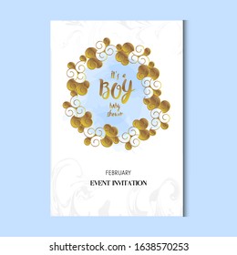 Baby shower boy invitation card template vector eps 10