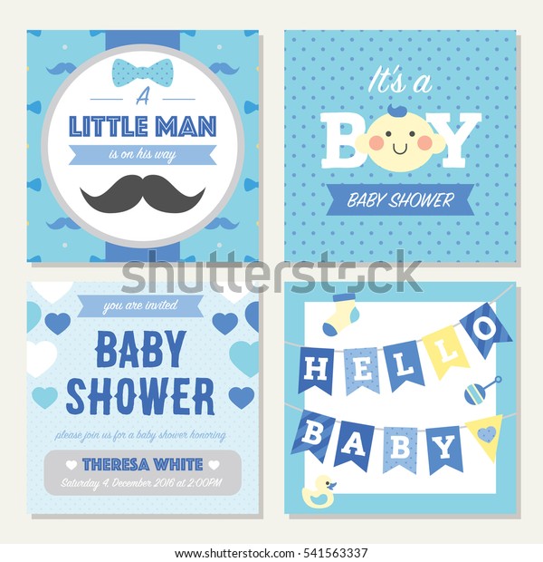 Baby Shower Boy Invitation Template Stock Vector Royalty Free