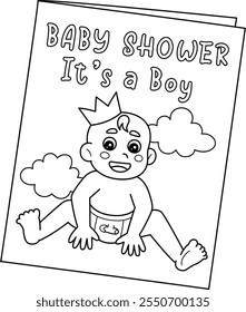 Baby Shower Its a Boy Isolated Coloring Page 