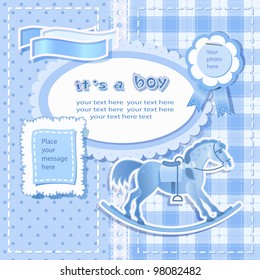 Baby shower for boy with scrapbook elements