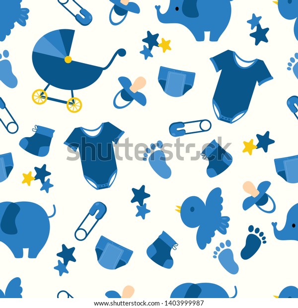 Baby Shower Boy Seamless Pattern Banner Stock Vector (Royalty Free ...