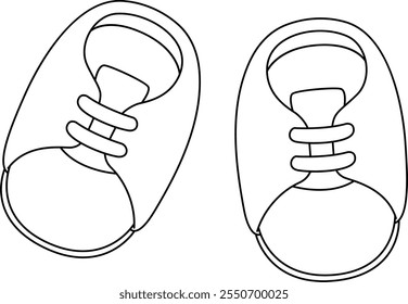 Baby Shower Baby Boy Shoes Isolated Coloring Page