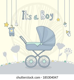 Baby shower it's a boy. Vector illustration card