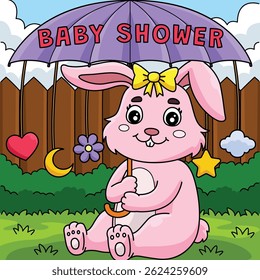 Baby Shower Bunny Girl Colored Cartoon 