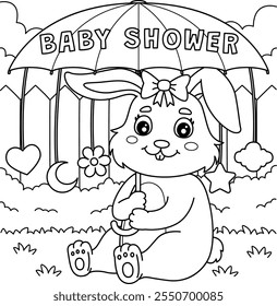 Baby Shower Bunny Girl Coloring Page for Kids