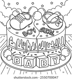 Baby Shower Cake Coloring Page for Kids