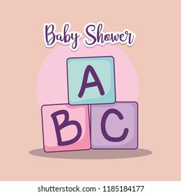 baby shower card with alphabet blocks