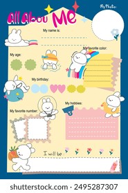 baby shower card, : back to school, Cute All about me, cute cartoon all about me and student, baby shower card, school all about me
