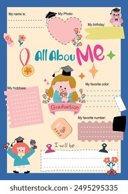 baby shower card, back to school, Cute All about me, cute cartoon all about me and student, baby shower card, school all about me
