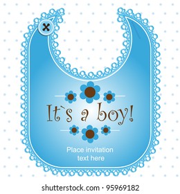 Baby shower card with a bib for a girl